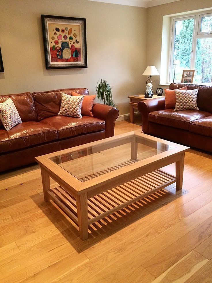 Classic Wooden Coffee Table with Glass Top